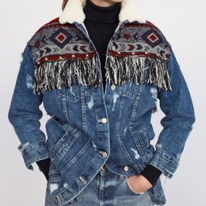 Zara Aztec Denim Jacket